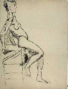 Theo van Doesburg Vrouwelijk naakt op een stoel oil painting on canvas